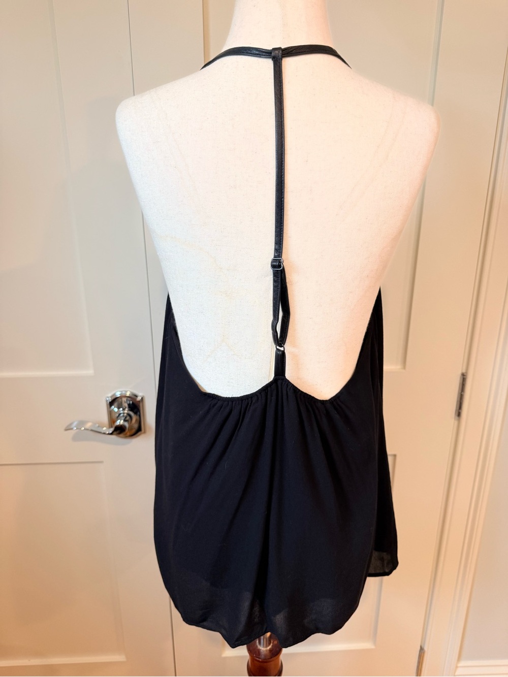 Alice + Olivia Guenda Black V-Neck Camisole with Leather Racerback straps - Picture 6 of 13